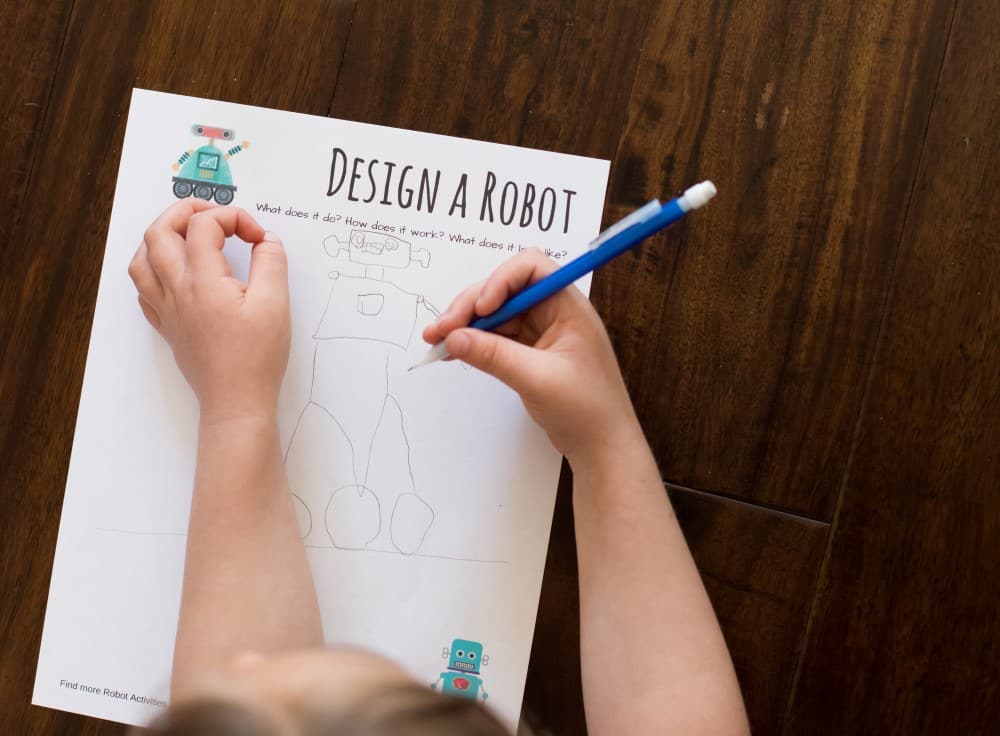 Design a robot printable, plus more robot books and activities for kids of all ages. I love that these activities appeal to a wide range of ages - the printable alone is engaging for preschoolers through middle schoolers.
