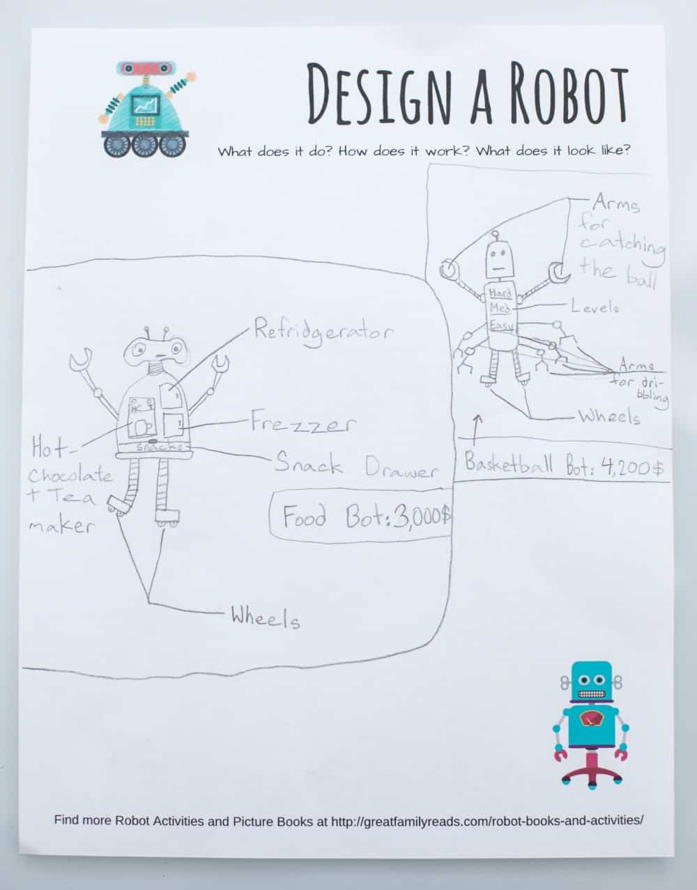 Design a robot creative STEM activity for kids